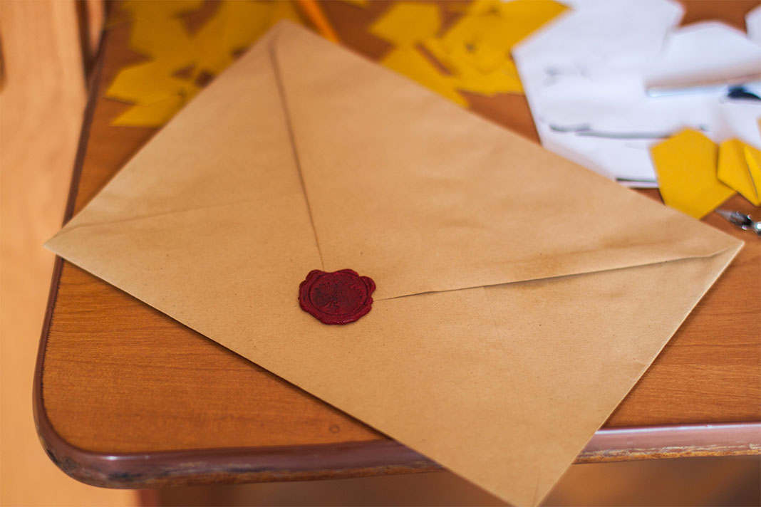 Envelope on a desk