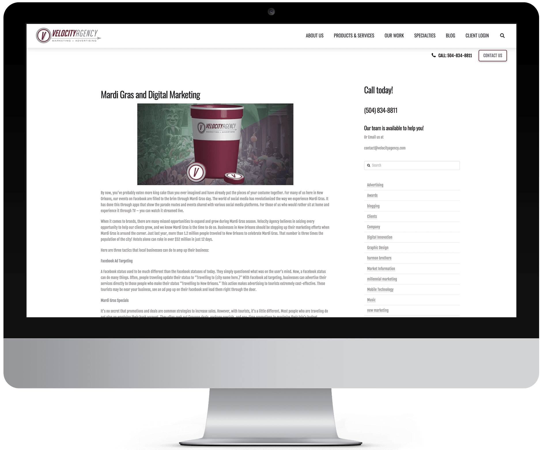 Blog article on a computer