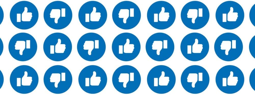 The blue facebook liking icon in alternating patterns of up or down