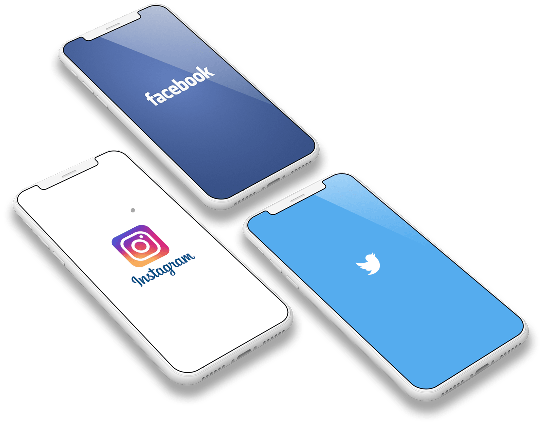 iPhones showing social media apps