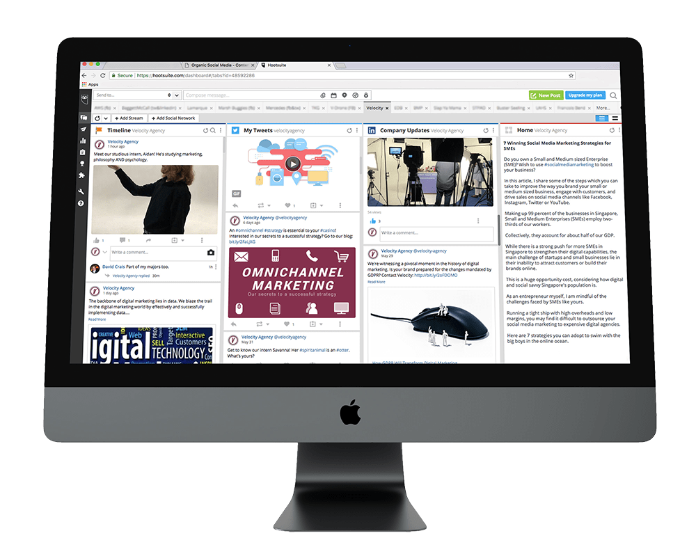 computer with social media on the screen