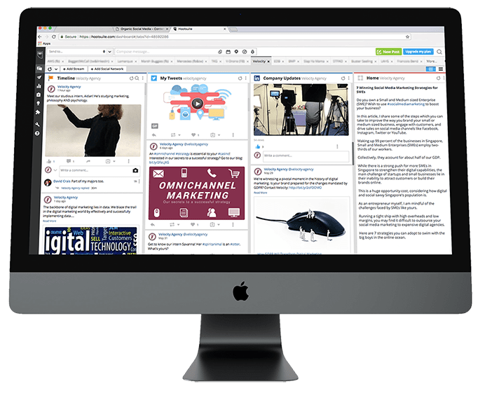 Imac with Social media on the screen