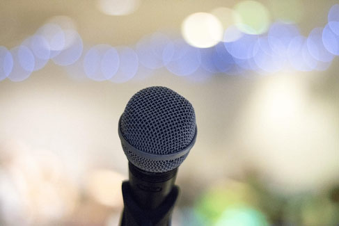 Microphone in a well lit room