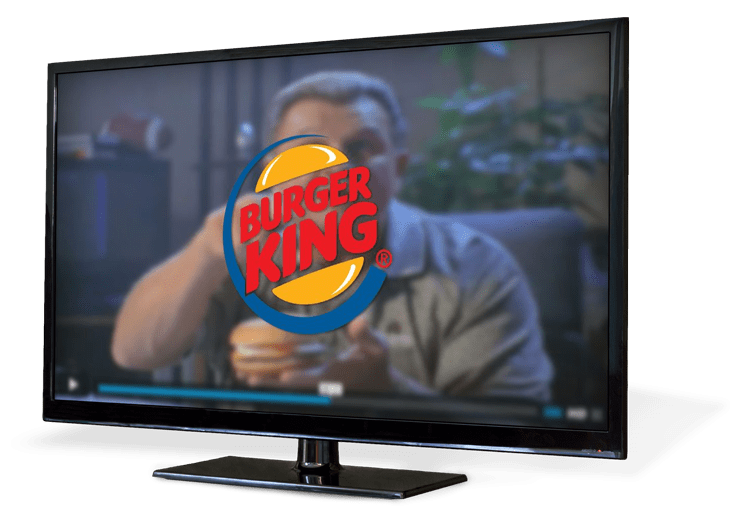 TV showing a Burger King commercial