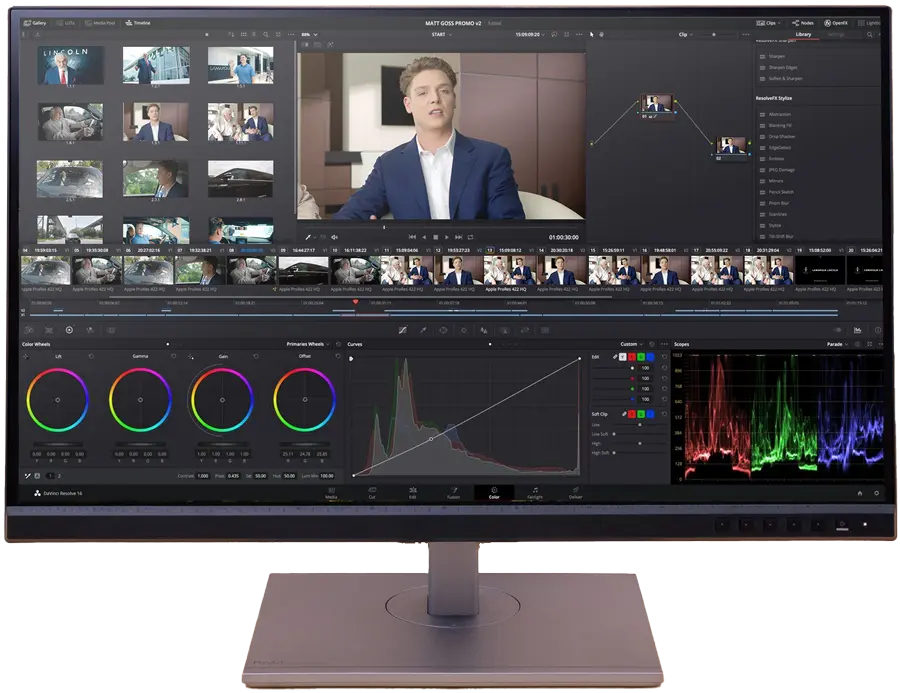 Lamarque Lincoln edit in Divinci resolve at the Velocity Agency office.