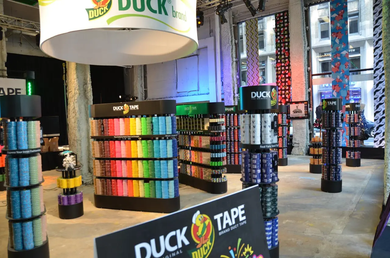 The finished interior of the Times Square Duck Tape pop-up store in New York City