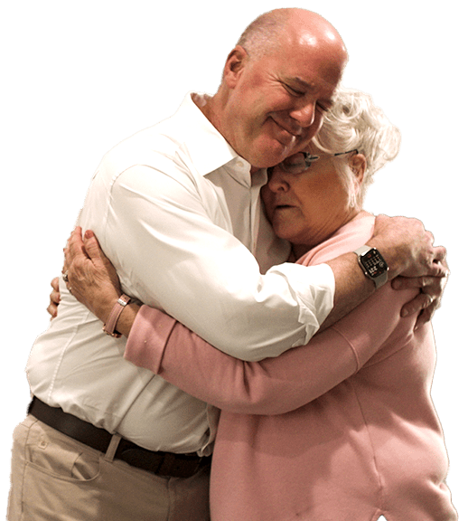 Jeff Gaugan hugging Mrs Brenda