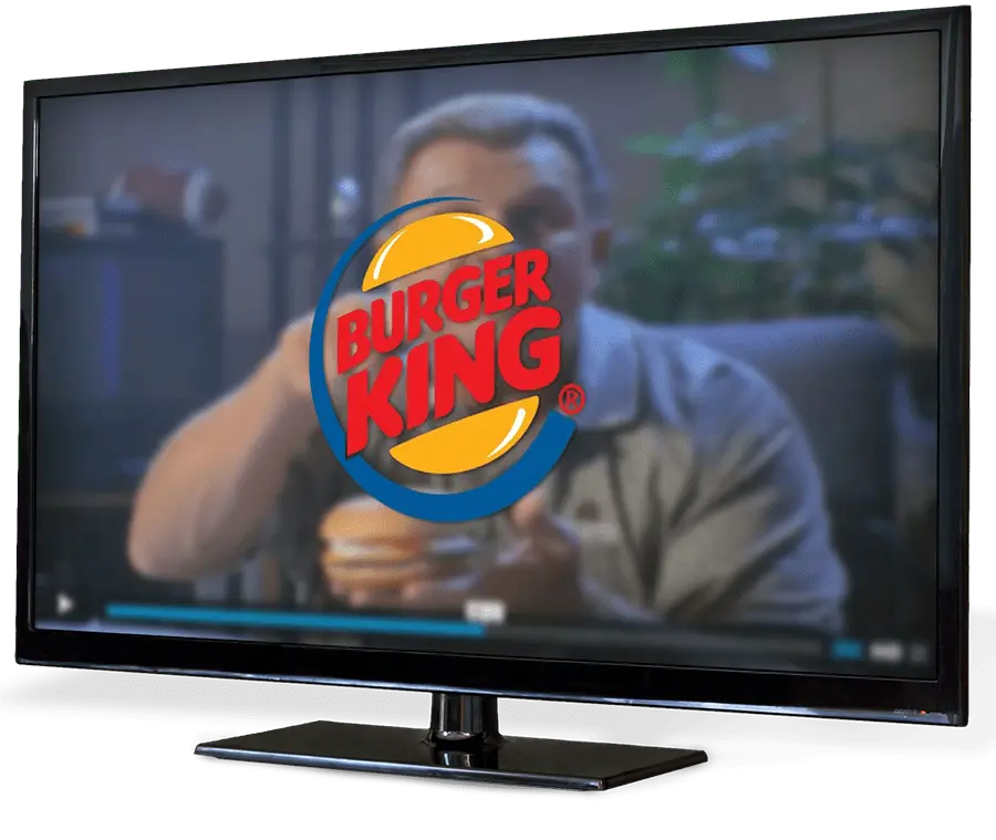 LCD HD Television set playing the Mike Ditka Burger King commercial