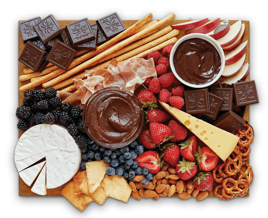 on-set catering service charcuterie board with Meats , cheeses, and chocalate